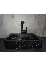 Resim Toros Siyah Batarya Çıkışlı Kare Lavabo 