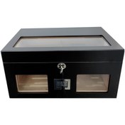 Resim Falconetti Siyah 2 Katlı Camlı Dijital Humidor Puro Kutusu Rc59sy 