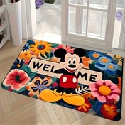 Resim Mickey Mouse Hoşgeldiniz Matı - Kaymaz, Yıkanabilir Polyester Kapı Matı ile Canlı Çiçek Tasarımı, Noel, Sevgililer Günü, Paskalya ve Daha Fazlası İçin Dikdörtgen Giriş Matı, Tatil Kapı Matı | Canlı Hoşgeldiniz Matı | Kaymaz Arka, Giriş Ma 