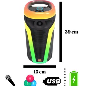 Resim HEPU HP 113 Taşınabilir Şarjlı Bluetooth Hoparlör 4 inc *2 10w Rms Rgb Karaoke Mikrofonlu 3600 MAH 