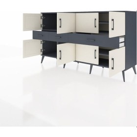 Resim Hyperion Konsol 5 Raflı 3 Çekmeceli 8 Kapaklı 176x44x99 Antrasit- Antrasit-aytaşı/antrasit 