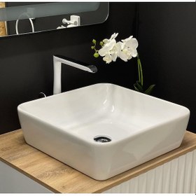 Resim Turkuaz Seramik One 46 x 46 CM Tezgah Üstü Kare Çanak Lavabo 