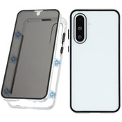 Resim Samsung Galaxy Uyumlu A56 5g Kılıf Casus Önleyici Ekran Koruyucu Temperli Cam Metal Telefon Kılıfı Manyetik Tokalı - Gümüş Gümüş 