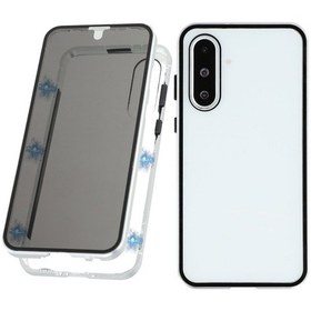 Resim Samsung Galaxy Uyumlu A56 5g Kılıf Casus Önleyici Ekran Koruyucu Temperli Cam Metal Telefon Kılıfı Manyetik Tokalı - Gümüş Gümüş 