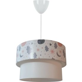 Resim Evlight 3'lü Set Avize ve Komodin Üstü Krom Abajur Çocuk Odası 