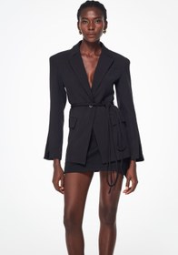 Resim Balarabe Sırtı Açık Bağcıklı Blazer - M 