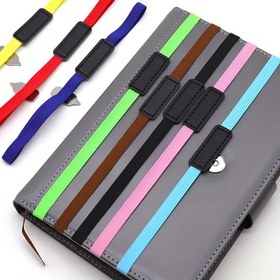 Resim 1 adet Renkli Elastik Bantlı Pusula ile Kitap Ayracı - Ayarlanabilir PU Deri Metal Okuma İşareti için Şık ve Fonksiyonel (Sarı, Kırmızı, Mavi, Yeşil, Kahverengi) 