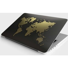 Resim Laptop Sticker Notebook Pc Kaplama Etiketi Dünya Haritası Gold 