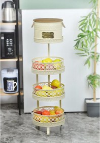 Resim Doğal Ahşap Ekmeklikli Ferforje Sebzelik ve Meyvelik Desenli Kre 