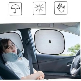 Resim Oto Arka Yan Cam Vantuzlu Perde Güneşlik Gölgelik Araç Sağ ve Sol Arka Yan Cam Perde Güneşlik 