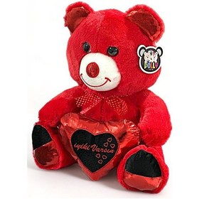 Resim Peluş Ayı Kırmızı Renk 40 Cm Çok Renkli 