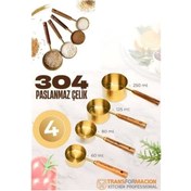 Resim shopwave 4 lü Ölçü Kabı 304 Paslanmaz Çelik Masif Ahşap Saplı 