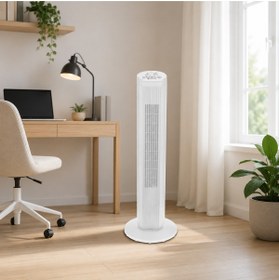 Resim Dijitsu VN28B Kule Tipi Vantilatör Mekanik Kontrol Paneli 3 Farklı Hız Seçeneği 35 Watt Geniş Salınım 