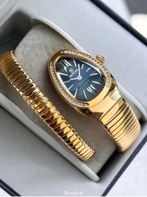Resim Reward Kalından İnceye Doğru Taşlı Yılan Saat Tek Tur,Kibar Kasa (24 Çap),3 ATM Goşd Yeşil ÇELİK Kordon 