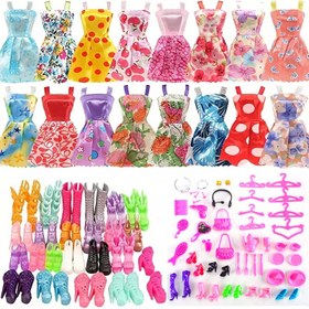 Resim 29.21cm Bebekler için 56 Parça BJD Bebek Moda Kiti - Elbiseler, Ayakkabılar, Çantalar, Kolyeler & Tuvalet Malzemeleri Dahil - Halloween, Şükran Günü, Noel için Mükemmel Hediye, Kıyafetler, Aksesuarlar, Bebek Giydirme 