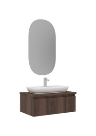 Resim Orka Lentia 80 Cm Ceviz Banyo Dolabı Takımı Ceviz 