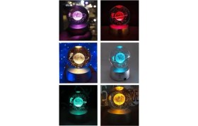 Resim Keyfim Shop Dekoratif 3D Satürn Kız Samanyolu Renk Değiştiren Işıklı Kristal Küre 