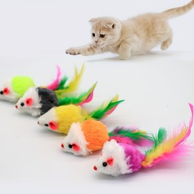 Resim 20 Adet Tüylü Kuyruklu Fare ve Kedi - Çok Renkli (Yeşil, Pembe, Sarı, Turuncu, Kırmızı, Siyah, Gri, Beyaz) - Küçük Evcil Hayvan Oyuncakları Yavru Kediler İçin - Ev/Dış Mekan Kullanımı, Pil Gerekmez - Güvenli Plastik Yapım, Karikatür Tarzı, Hafif Malzeme, Tüy Kuyruk, Kedi Severler İçin 