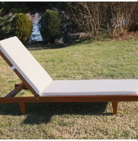 Resim Motoryagmarket Riva Kademeli Ahşap Şezlong Tekerlekli -5Cm Minderli 