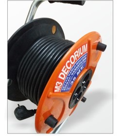 Resim M3DECORİUM 50m. 3x2,5 Turuncu Renk Monofaze 4 Priz Soket Makaralı Yanmaz Güvenli Kalın Dayanıklı Uzatma Kablosu 