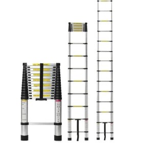 Resim Asil Özel Seri Teleskopik Alüminyum Merdiven 2.6m 150 Kg En131 Sertifikalı Katlanır Sürgülü Uzayan Merdiven 1 Adet 