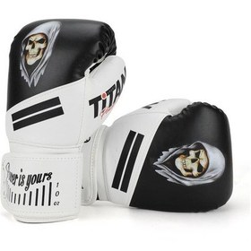 Resim Titan Sport Siyah Beyaz Hayalet Kurukafa Desenli Boks Eldiveni Çok Renkli 