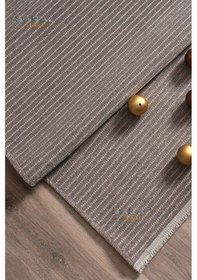 Resim Saraz Halı Dizayn Şönil Dokuma Kayma Yapmaz Makinede Yıkanabilir Leke Tutmaz Kesme Bohem Kilim Vizon Vizon 