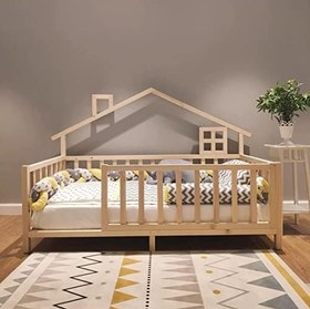 Resim Luxury Montessori Doğal Bebek ve Çocuk Karyolası (120x200 cm) 