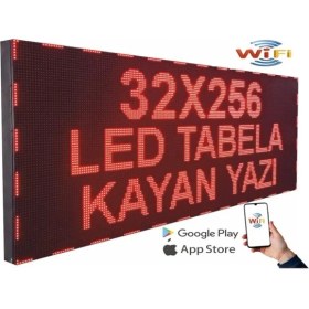 Resim LED Tabela 32X256CM Çift Taraflı Kırmızı Kayan Yazı-Wifi 
