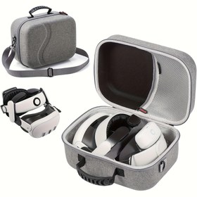 Resim Yeni Meta Quest 3 baş bandı saklama kutusu, piyasada bulunan tüm baş bandı uyumlu BOBOVR S3PRO baş bandı saklama kutusunu, Elite saat bandını, dokunmatik kontrol cihazı çantasını, seyahat için taşınabilir koruma için sert bir kılıf içinde saklayabilir 