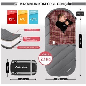 Resim Kingcamp Freespace 250 Relax -8 C Geniş Uyku Tulumu D.grey Sol F. Çok Renkli 