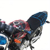 Resim Motosiklet Kargo Ağı: 30.0cm X 30.0cm Elastik Bagaj İpi, Kask Çeşitli Tutacağı, Sabit Bant Kancası 