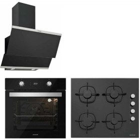 Resim Siyah Cam Ankastre Set (3420 - CS5335B01 - BO6504B01) 