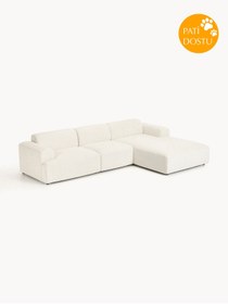 Resim S Home Design Concept Molly Köşe Koltuk Sağ Köşe, Teddy Beyaz 290x185 cm (Pati Dostu) 