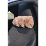 Resim Daisy Kürk Boyun Yastığı Camel 