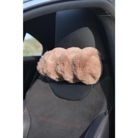 Resim Daisy Kürk Boyun Yastığı Camel 