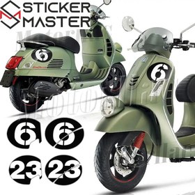 Resim Vespa GTS/GTV Yeni Kasa Uyumlu Numara Sticker Seti - 5 / Kırmızı / Standart- 1 Set (Ön ve Arka) 