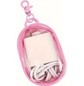 Resim Sunshine011 Pembe Mini Pvc Fermuarlı Saklama Çantası - Anahtarlık Halkalı Şeffaf Seyahat Organizer Diğer 