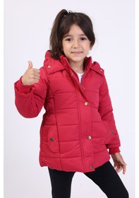 Resim Toontoy Kids Toontoy Kız Çocuk Su İtici Kapüşonlu Fermuar Ve Çıtçıt Kapamalı Cepli Mont - İçi Suni Kürklü Kırmızı 