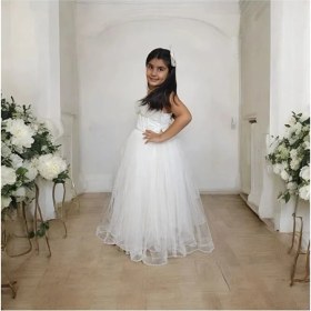 Resim Ahsenim Bebe Roba Fırfırlı Kız Çocuk Uzun Abiye Elbise 