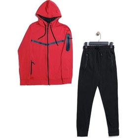 Resim Unısex Dalgıç Kumaş Kapüşonlu Eşofman Takımı Esf-600 Kırmızı 