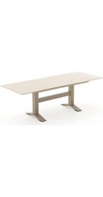 Resim Alüminyum Açılır Bahçe Masası Ahşap Görünümlü 180/240 cm Bej 