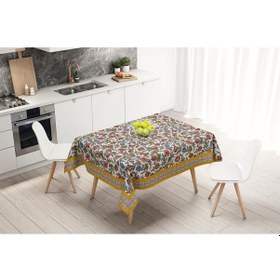 Resim Colorful Flowers Masa Örtüsü - Renkli Çiçekler İnce Keten Çok Renkli 