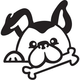 Resim Köpek ve Kemik Duvar Dekor Sticker 40 x 40 cm 