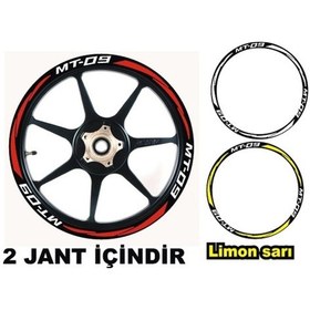Resim Motosiklet Jant Şeridi Yamaha Mt 09 Beyaz Yazı Kırmızı Şerit Sağ-sol/ön-arka-30 