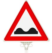 Resim Üstün Üçgen Uyarı Levhası Kasisli Yol Çift Yön 