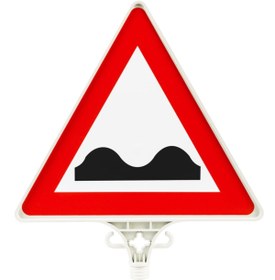Resim Üstün Üçgen Uyarı Levhası Kasisli Yol Çift Yön 