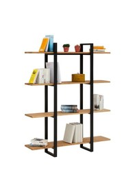 Resim Metal Kitaplık Doğal Masif Ahşap Raf Ahşap 