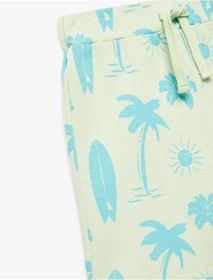 Resim Koton Pamuklu Sörf Temalı Palmiye Baskılı Normal Bel Bermuda Şort Mavi Desenli 5skb40197tk Mavi Desenli 