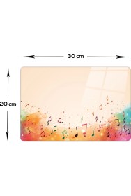 Resim Decorita Cam Kesme Tahtası - Cam Kesme Tablası | Renkli Notalar | 20CM x 30CM 